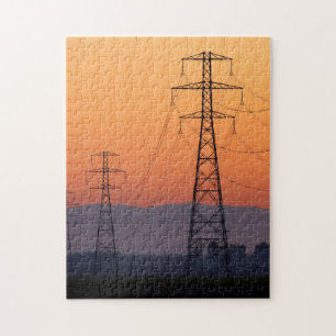 Puzzle Torres de Energía al Atardecer