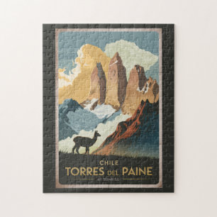 Puzzle Torres del Paine Chile Ilustración Arte de Viaje