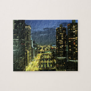 Puzzle Torres Marina, Río Chicago, Wacker Drive,