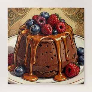 Puzzle Torta de bayas de caramelo de chocolate decadente