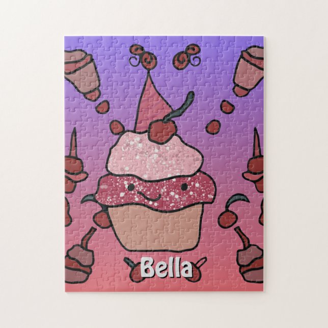 Puzzle Torta minimalista con cereza y rocillo (Vertical)