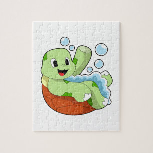 Puzzle Tortuga bañándose con espuma