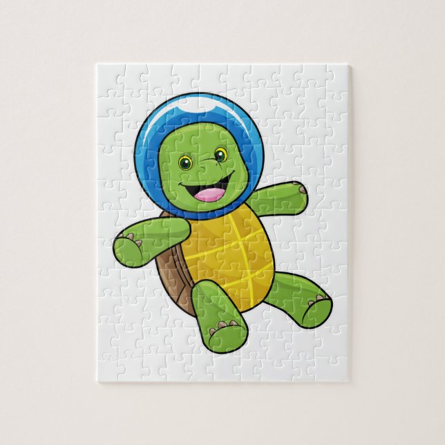 Puzzle Tortuga como astronauta con bola de vidrio (Vertical)