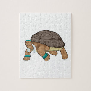 Puzzle Tortuga como corredora con toalla