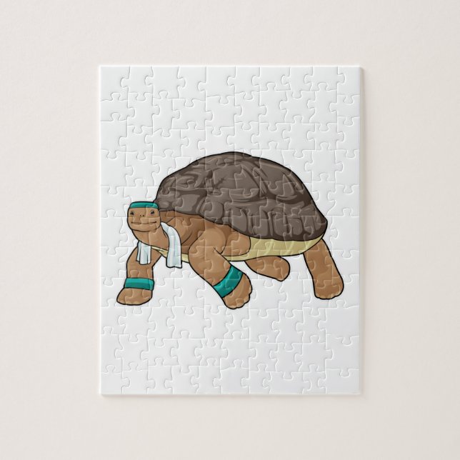 Puzzle Tortuga como corredora con toalla (Vertical)