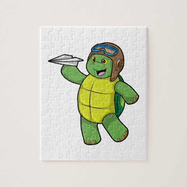 Puzzle Tortuga como piloto con plano de papel (Vertical)