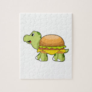 Puzzle Tortuga con caparazón como hamburguesa. PNG