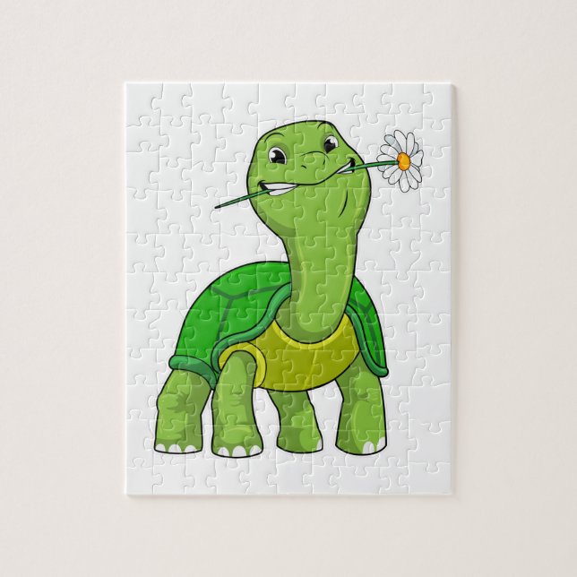 Puzzle Tortuga con Flor Margarita (Vertical)