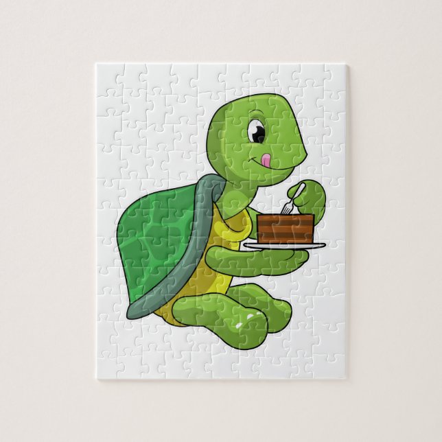 Puzzle Tortuga con torta (Vertical)