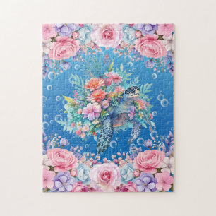 Puzzle Tortuga de mar floral