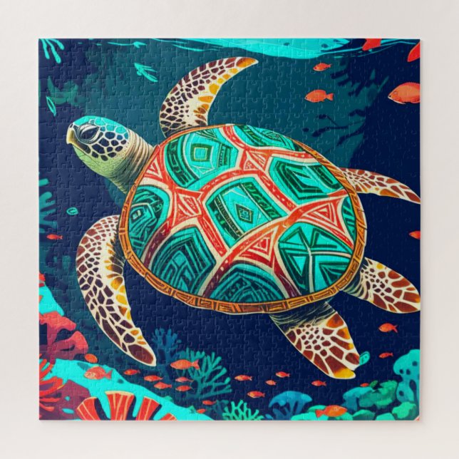 Puzzle Tortuga de marea tribal (Vertical)