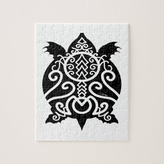 Puzzle Tortuga de paro de silueta negra (Vertical)