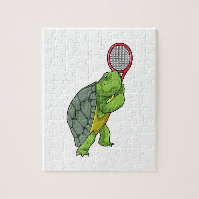Puzzle Tortuga de tenis con raqueta de tenis (Vertical)