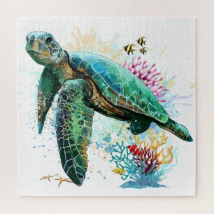 Puzzle Tortuga marina bajo el agua Estilo