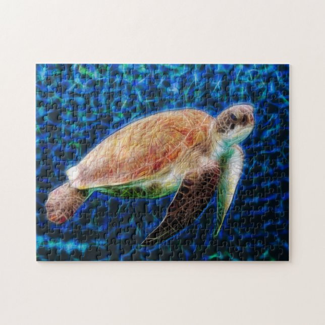 Puzzle Tortuga marina con fondo azul honu (Horizontal)