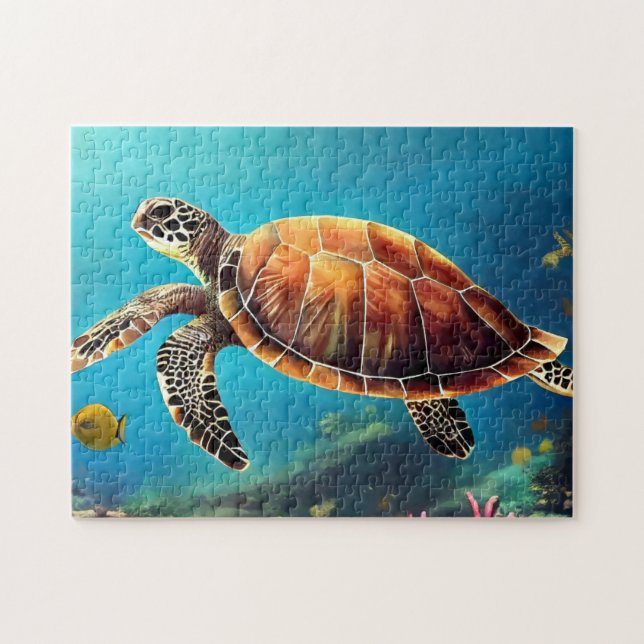 Puzzle Tortuga marina en acuarela (Horizontal)