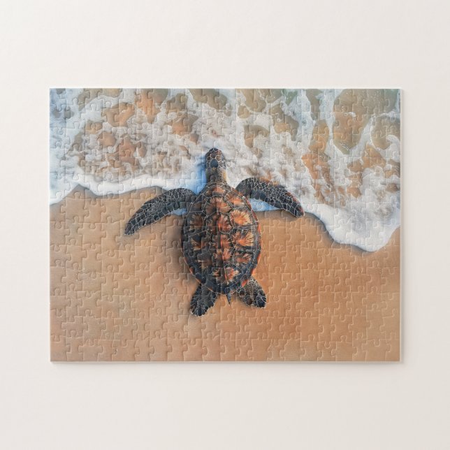 Puzzle Tortuga marina en la playa (Horizontal)