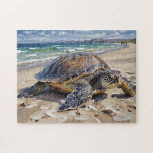 Puzzle Tortuga marina en la playa