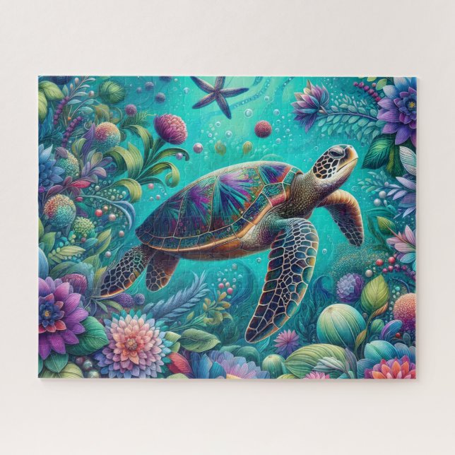 Puzzle Tortuga Marina Floral (Horizontal)