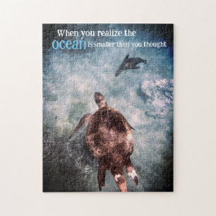 Puzzle Tortuga marina y león marino bajo el agua