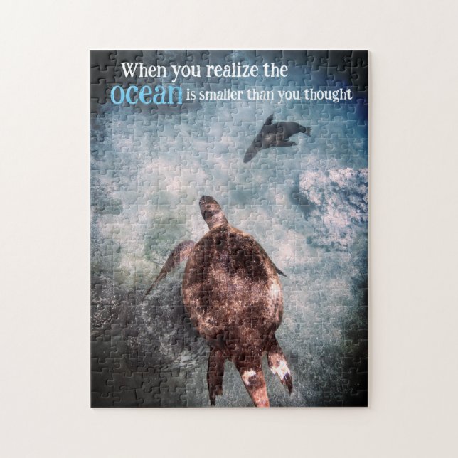 Puzzle Tortuga marina y león marino bajo el agua (Vertical)