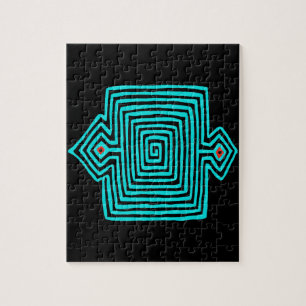 Puzzle Tortuga Mola de Panamá - Azul Negro