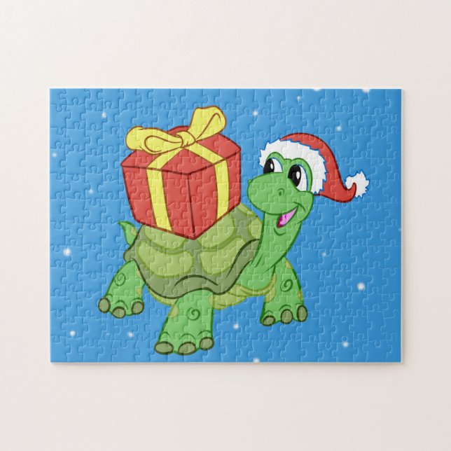 Puzzle Tortuga navidad con el regalo (Horizontal)