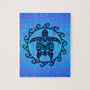 Puzzle Tortuga tribal azul Sun