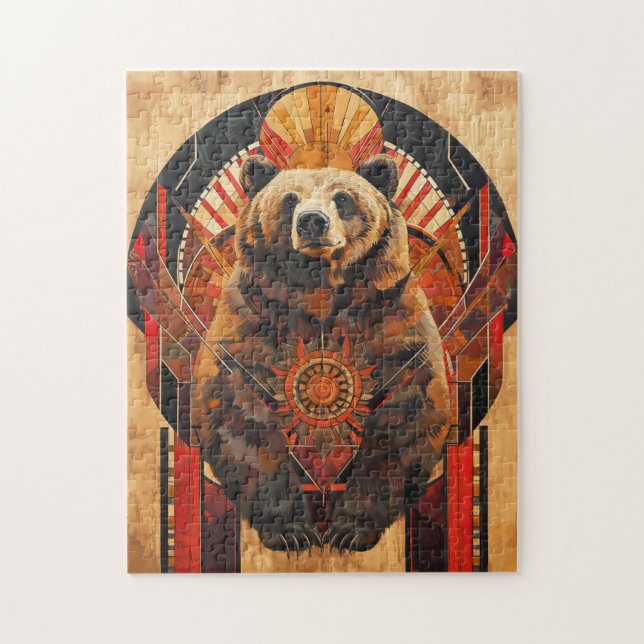 Puzzle Tótem de oso: fuerza en estilo Deco (Vertical)