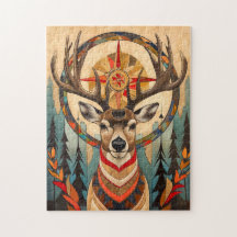 Tótem del Ciervo: Espíritu Elegante Art Déco