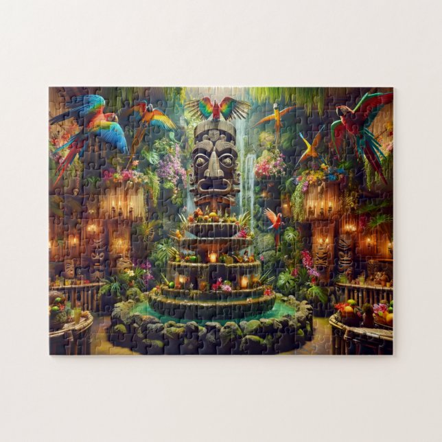 Puzzle Totems Tiki Místicos Loros Jungla Tropical (Horizontal)