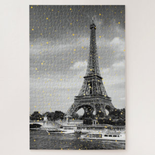 Puzzle Tour Eiffel, Francia - Negro/ Faux Gold Sprinkle