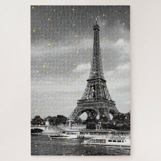 Puzzle Tour Eiffel, Francia - Negro/ Faux Gold Sprinkle (Vertical)