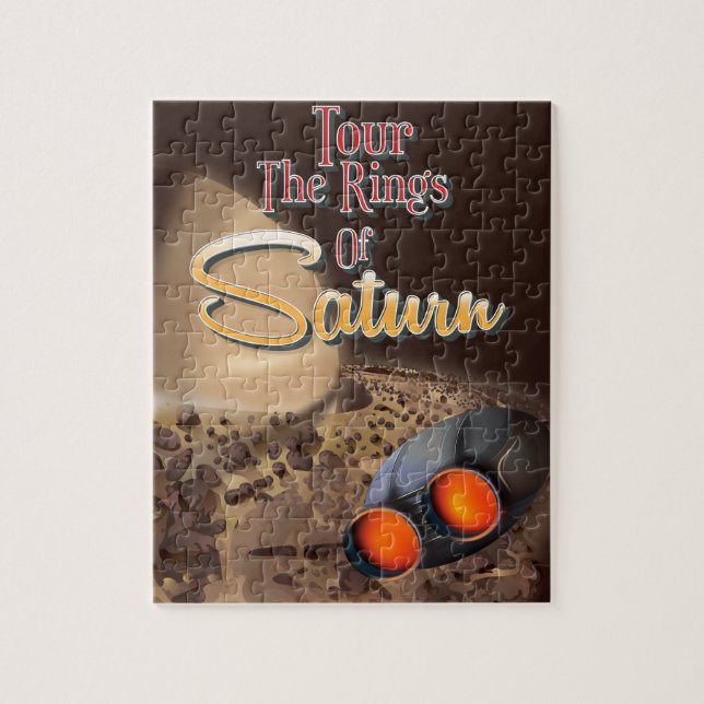 Puzzle Tour the rings of Saturn Travel poster. (Vertical)