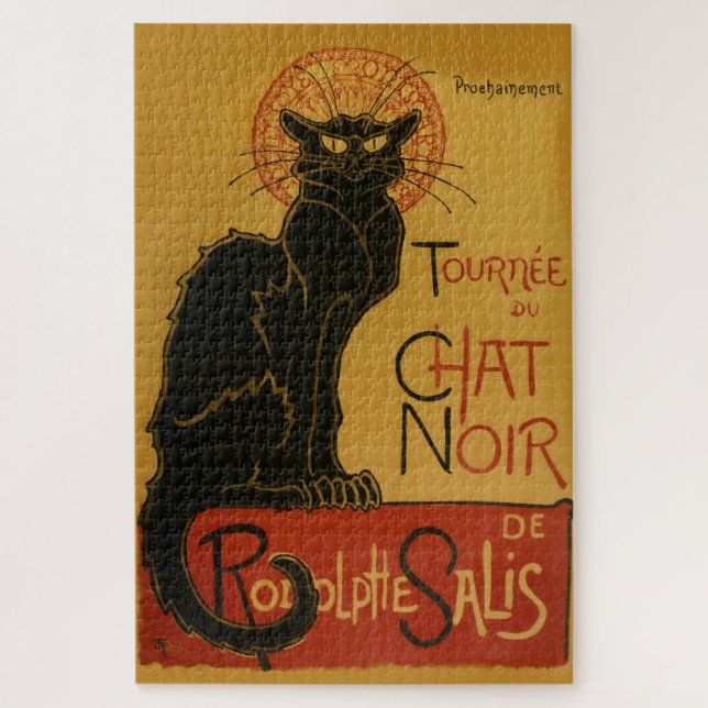 Puzzle Tournee Chat Noir Black Cat Vintage Illustration (Vertical)