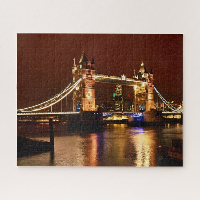 Puzzle Tower Bridge y London por la noche, Inglaterra (Re (Horizontal)