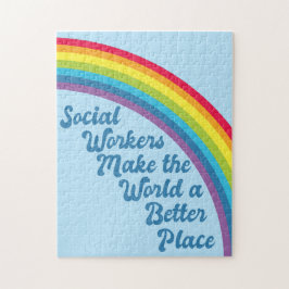Puzzle Trabajo social cita Inspiradora azul arcoiris