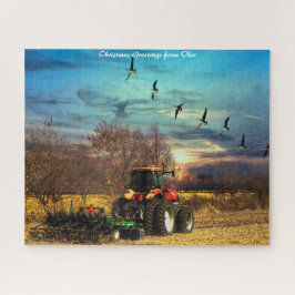 Puzzle Tractor Arado de Otoño Ohio. Saludos de Navidad