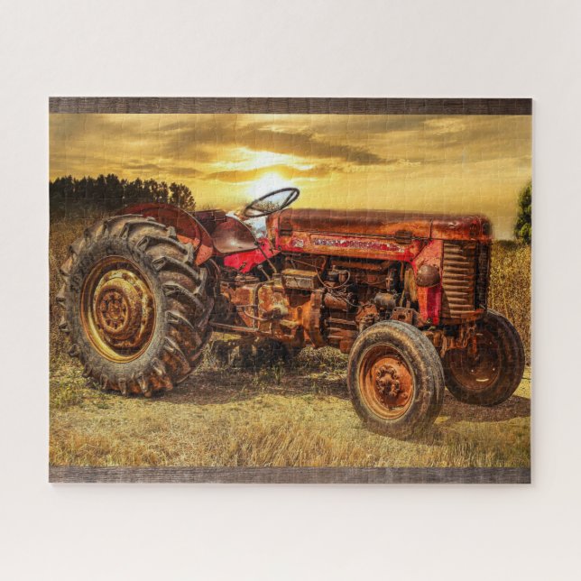 Puzzle Tractor de granja roja (Horizontal)