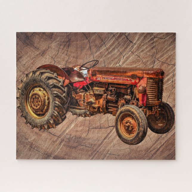 Puzzle Tractor rojo antiguo (Horizontal)