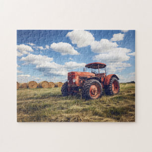 Puzzle Tractor ruso con heno bales