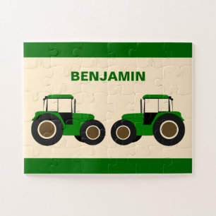 Puzzle Tractor Verde Granja Nombre de los Niños