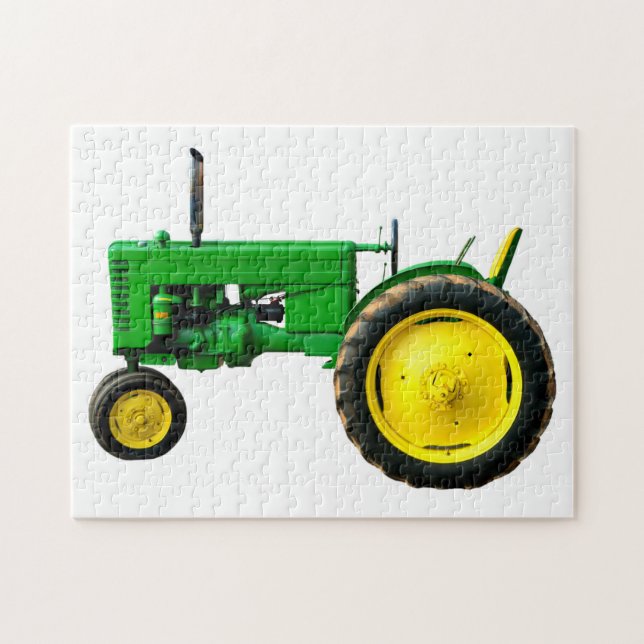 Puzzle tractor verde vintage restaurado (Horizontal)