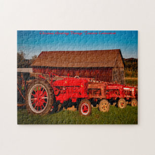 Puzzle Tractores Antiguos. Felicidades de Navidad