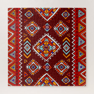 Puzzle Tradicional textura tribal, étnica sin costura.