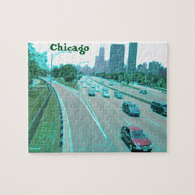 Puzzle Tráfico de Chicago en Relieve metalizado de colore (Horizontal)