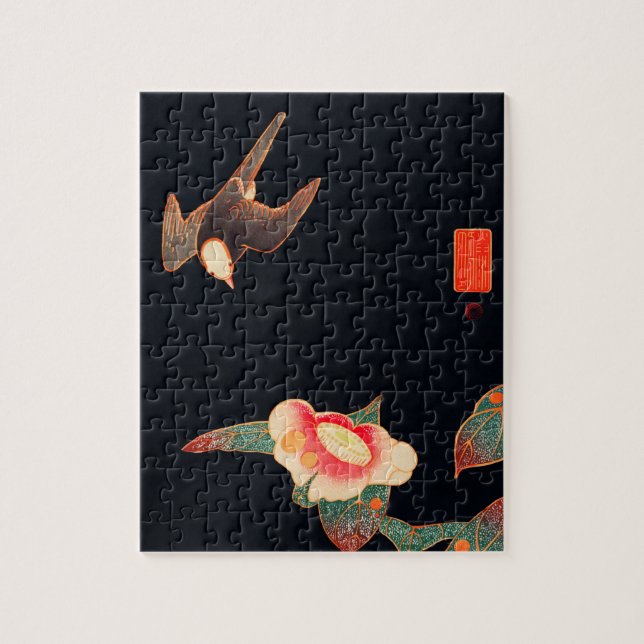Puzzle Tragar y Camellia (1900) por Ito Jakuchu (Vertical)