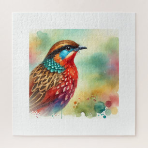 Puzzle Tragopan Bird in a Natural Watercolor Scene 120924