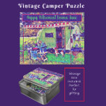 Puzzle Trailer capilar y Beagle<br><div class="desc">Rompecabezas de rompecabezas de rompecabezas de caravanas de camper. El camper, con un toldo de rayas rojas y blancas, se encuentra en un parque situado bajo un gran árbol. Un beagle juguetón, listo para la próxima aventura, está haciendo guardia. Una bandera estadounidense ondea en la brisa. Dos bicicletas están estacionadas...</div>