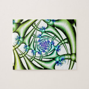 Puzzle Trampa Arte fractal azul y verde